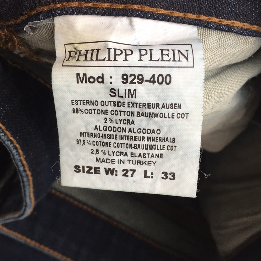 Philipp Plein slim skinny jeans dark wash distress - Picture 5 of 8